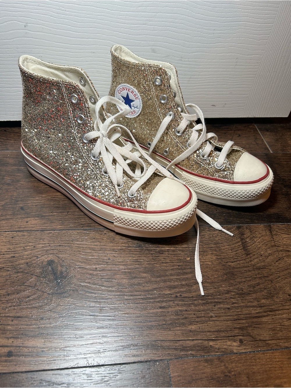 Converse Chuck Taylor All Star Lift High Top Sneakers - Gold Glitter